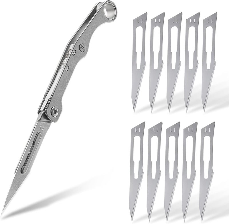 KeyUnity KK13 شفرة دقيقة متعددة الاستخدامات بمقبض تيتانيوم أداة قطع صغيرة للفنون والحرف ومشاريع DIY ورق كرتون قماش واستخدامات الهوايات مع شفرة قابلة للاستبدال - Image 1